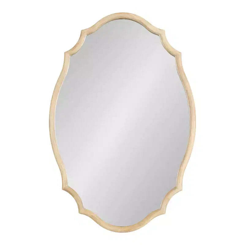 Kate & Laurel All Things Decor 24"x36" Leanna Wood Scalloped Oval Mirror Natural