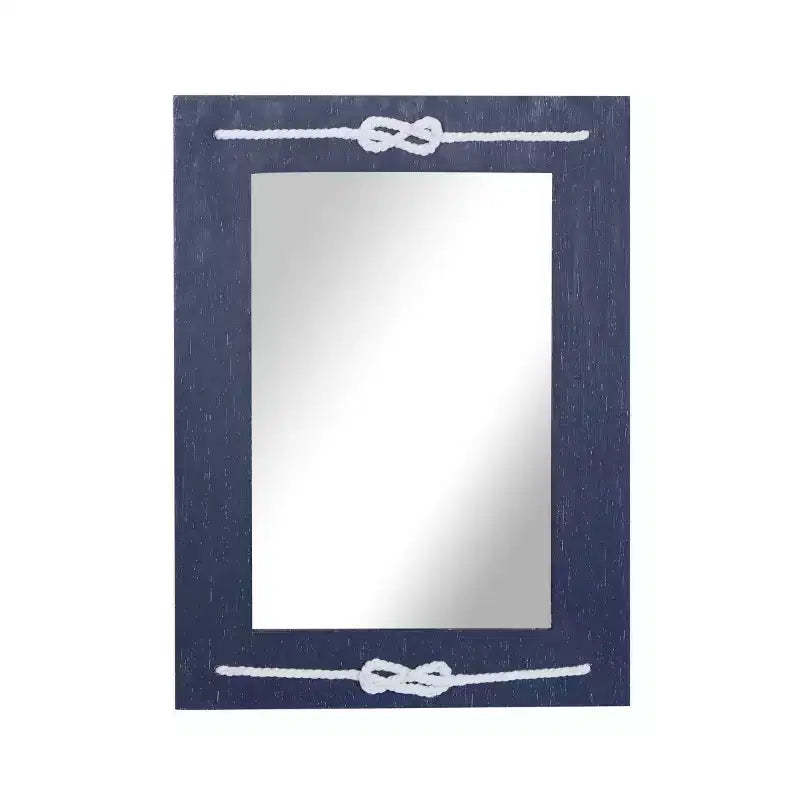 Wood Wall Mirror with Knot Detailing Blue - Olivia & May: Nautical Style, Rectangular, No Assembly Required