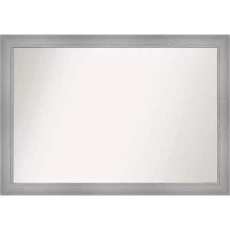 40" x 28" Non-Beveled Flair Bathroom Wall Mirror Polished Nickel - Amanti Art: Includes Mounting Hardware