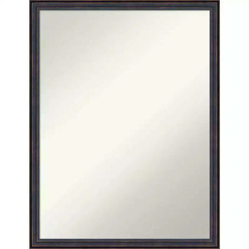 20" x 26" Non-Beveled Scoop Wood Bathroom Wall Mirror Dark Bronze - Amanti Art: Rectangle, Modern Style, Wall Mounted, Includes Hardware