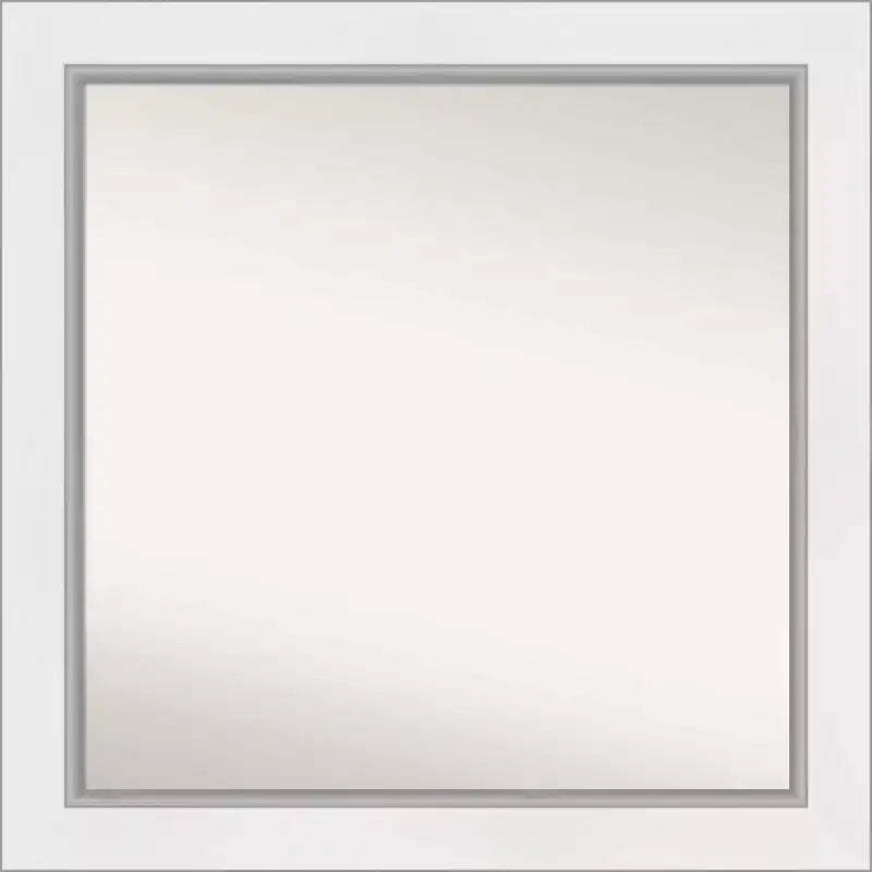 32" x 32" Eva White Silver Framed Square Mirror for Bathroom - Amanti Art: Includes Mounting Hardware, Polystyrene Frame