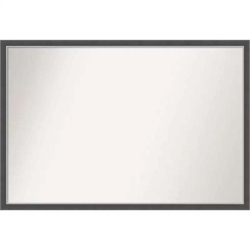 38" x 26" Non-Beveled Eva Thin Bathroom Wall Mirror Black - Amanti Art: Polystyrene Frame, Wall Mount