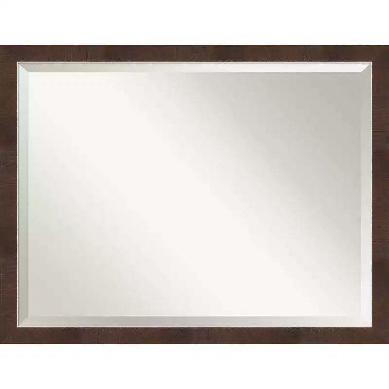 43" x 33" Wildwood Narrow Framed Wall Mirror Brown - Amanti Art: Modern Rectangle Beveled, Polystyrene Frame, No Assembly Required