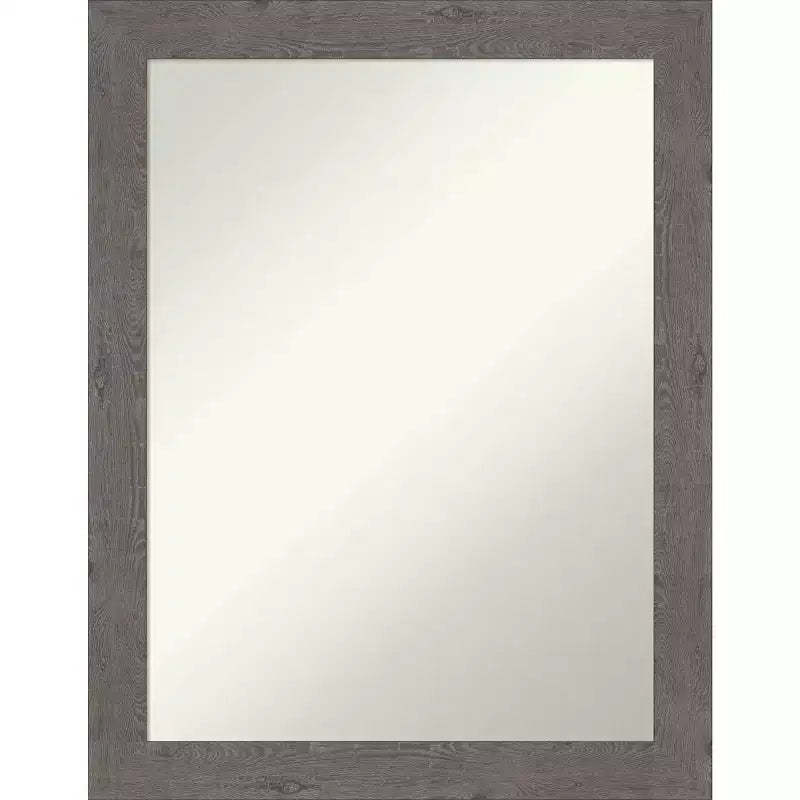 22" x 28" Non-Beveled Rustic Plank Gray Narrow Bathroom Wall Mirror - Amanti Art