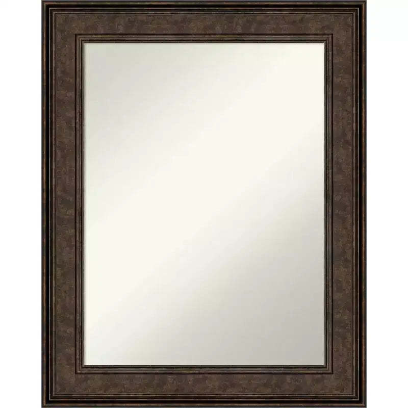 24" x 30" Non-Beveled Ridge Bronze Bathroom Wall Mirror - Amanti Art: Rectangle, Polystyrene Frame, Wall Mounted