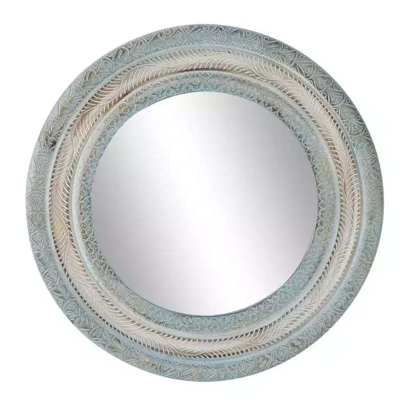 Wood Floral Carved Wall Mirror Beige - Olivia & May: Country Cottage, MDF Frame, No Assembly Required