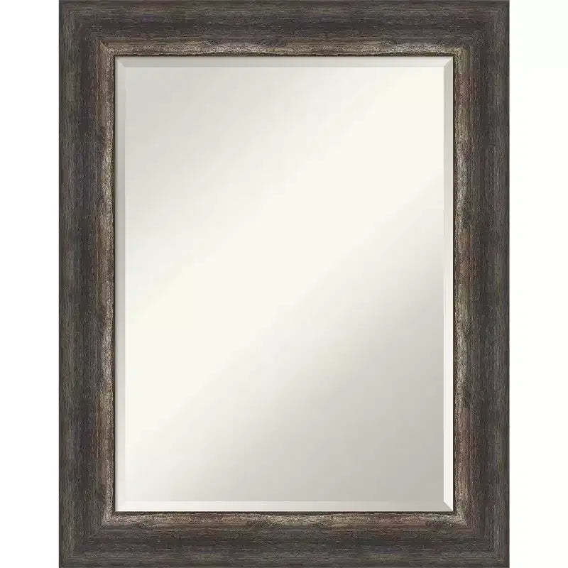 23" x 29" Bark Rustic Char Framed Wall Mirror Brown - Amanti Art: Modern Beveled Glass, No Assembly Required