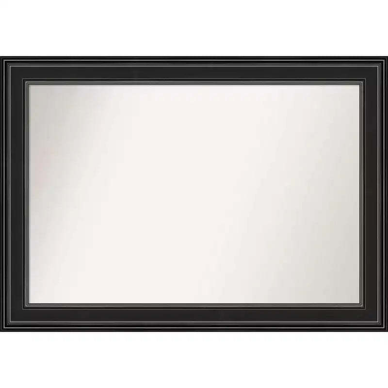 42" x 30" Non-Beveled Ridge Black Wall Mirror - Amanti Art