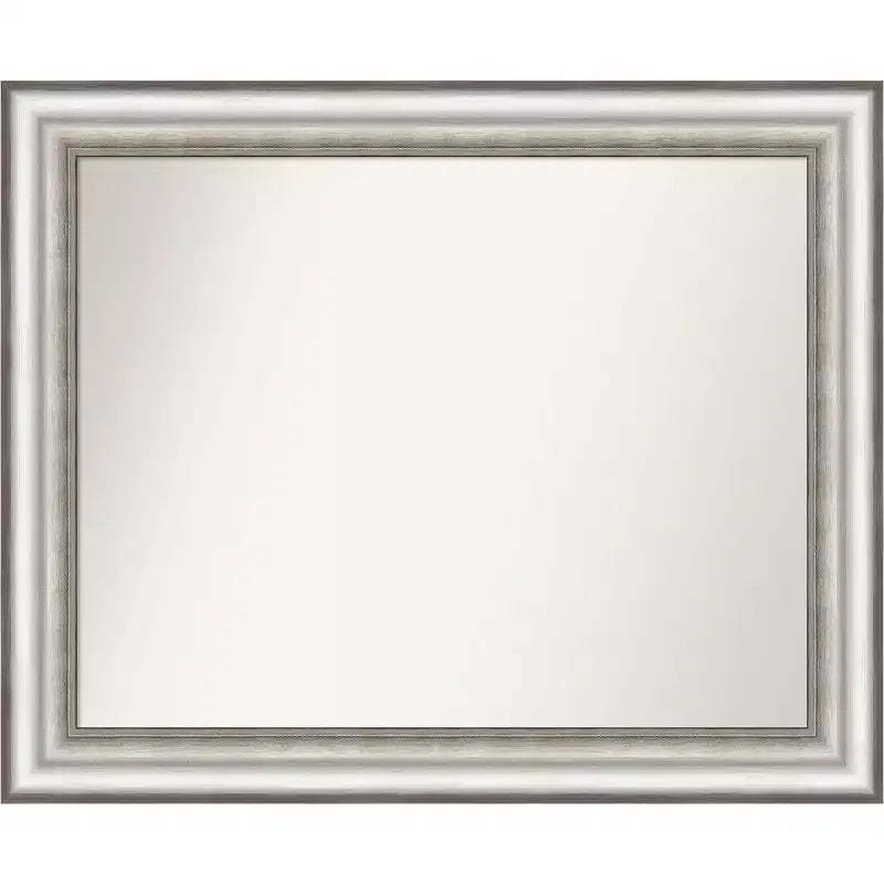 Amanti Art 33"x27" Non-Beveled Salon Silver Wall Mirror : Modern Rectangular, Polystyrene Frame, Includes Mount Hardware