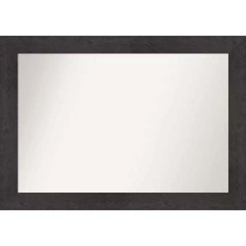 42" x 30" Non-Beveled Rustic Plank Espresso Wall Mirror - Amanti Art