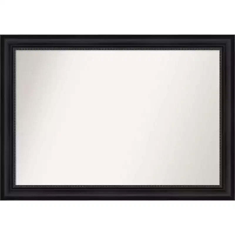 41" x 29" Non-Beveled Astor Black Wall Mirror - Amanti Art: Modern Rectangular Polystyrene Frame, Includes Mounting Hardware