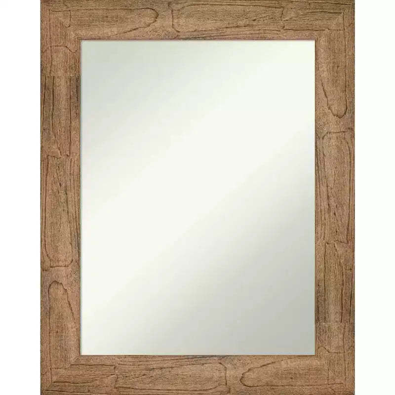 24" x 30" Non-Beveled Owl Brown Wood Wall Mirror - Amanti Art: Modern Rectangular, Includes Mount Hardware