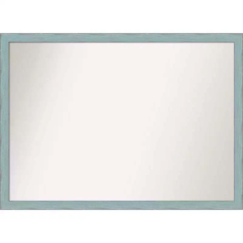 40" x 29" Non-Beveled Sky Blue Rustic Wood Wall Mirror - Amanti Art: Includes Mounting Hardware, Rectangle Shape