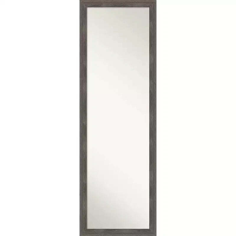 17"x51" Pinstripe Wood Framed Full Length On the Door Mirror Lead Gray - Amanti Art: Wall Mount, No Assembly Required