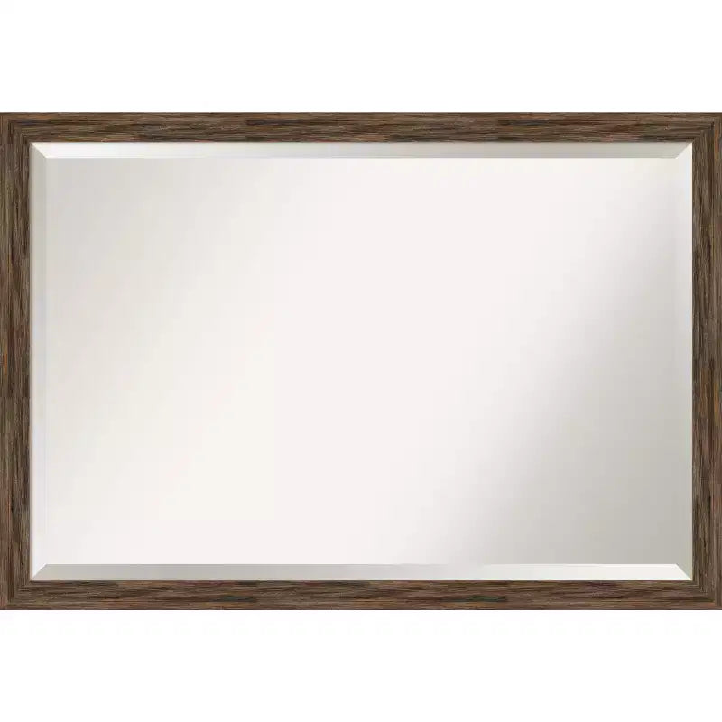 39" x 27" Regis Barnwood Narrow Framed Bathroom Vanity Wall Mirror Light Brown - Amanti Art: Beveled, Wall-Mounted