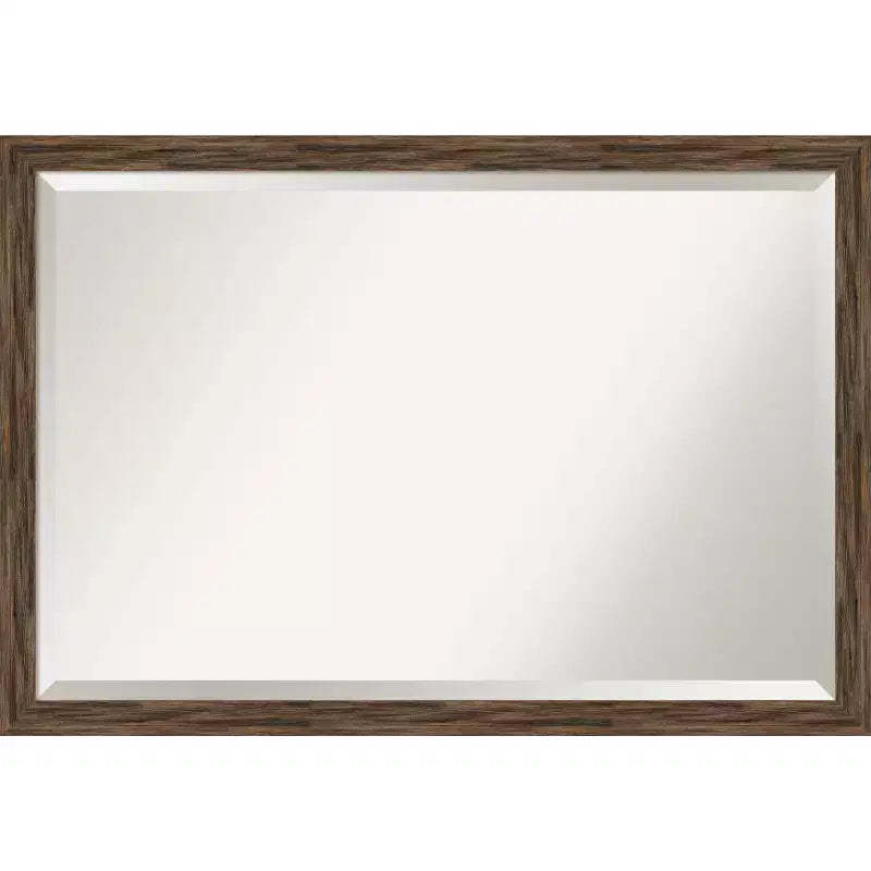 39" x 27" Regis Barnwood Narrow Framed Bathroom Vanity Wall Mirror Light Brown - Amanti Art: Beveled, Wall-Mounted