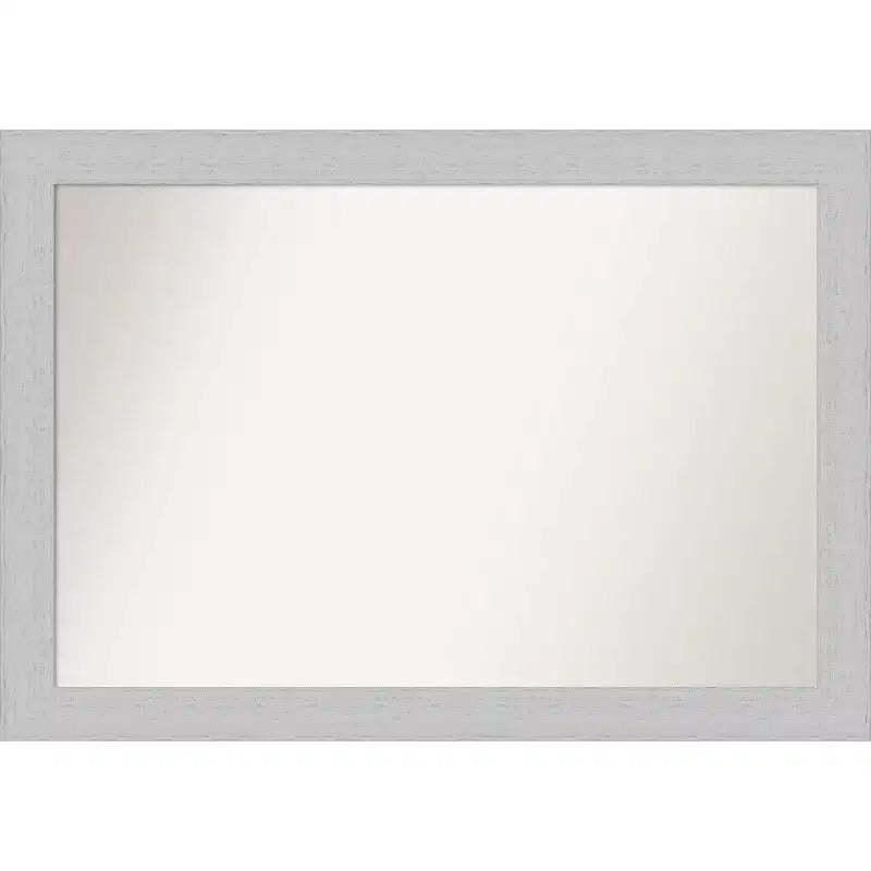 40" x 28" Non-Beveled Shiplap White Wood Bathroom Wall Mirror - Amanti Art: Includes Mounting Hardware, Rectangle Shape