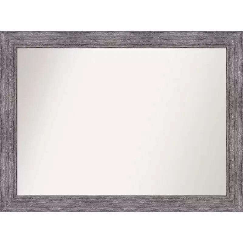 44" x 33" Non-Beveled Pinstripe Plank Gray Wall Mirror - Amanti Art