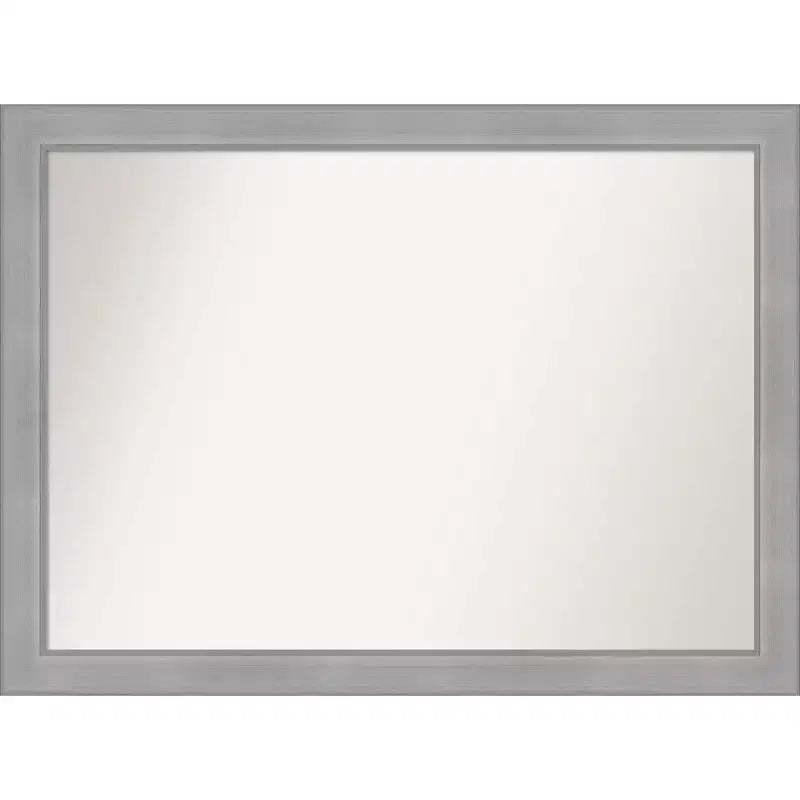 42" x 31" Non-Beveled Vista Brushed Nickel Bathroom Wall Mirror - Amanti Art: Rectangle, Polystyrene Frame, Wall Mounted