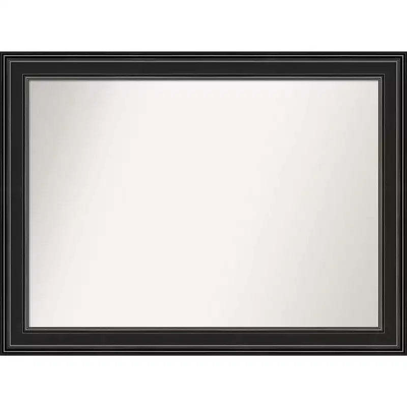 Amanti Art 44"x33" Non-Beveled Ridge Black Bathroom Wall Mirror : Modern Rectangle, Includes Mount Hardware