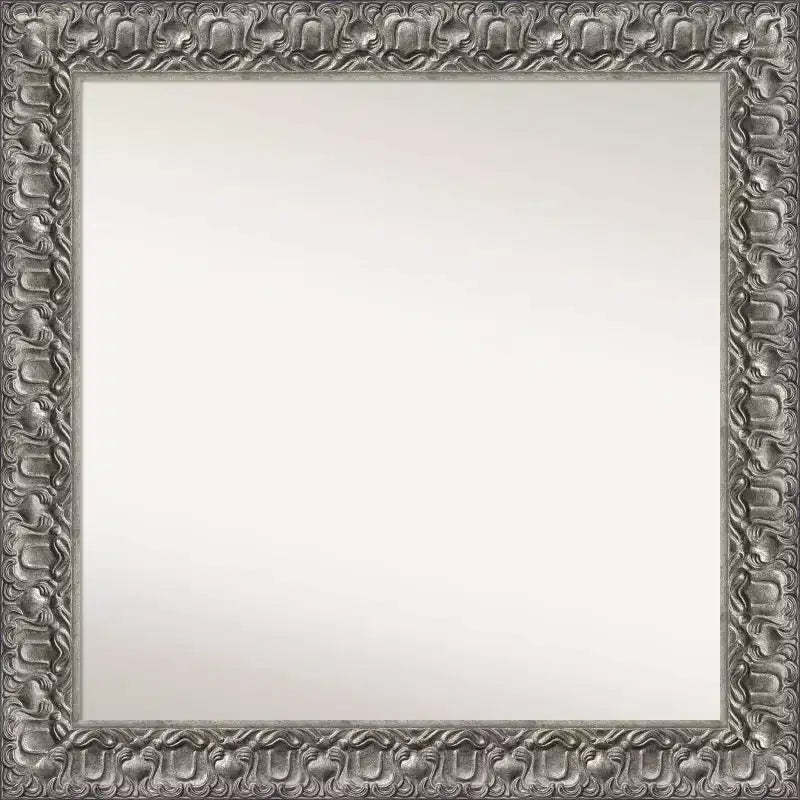 32" x 32" Silver Luxor Wood Bathroom Wall Mirror - Amanti Art: Modern Square, Includes Mounting Hardware