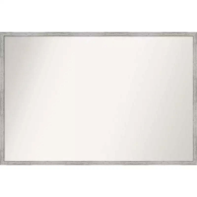 37" x 25" Non-Beveled Shiplap White Narrow Wood Bathroom Wall Mirror - Amanti Art: Modern Rectangle, Includes Mounting Hardware