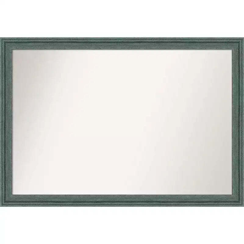 40"x28" Non-Beveled Upcycled Wood Bathroom Wall Mirror Teal/Gray - Amanti Art: Modern Rectangle, Wall Mount, Includes Hardware