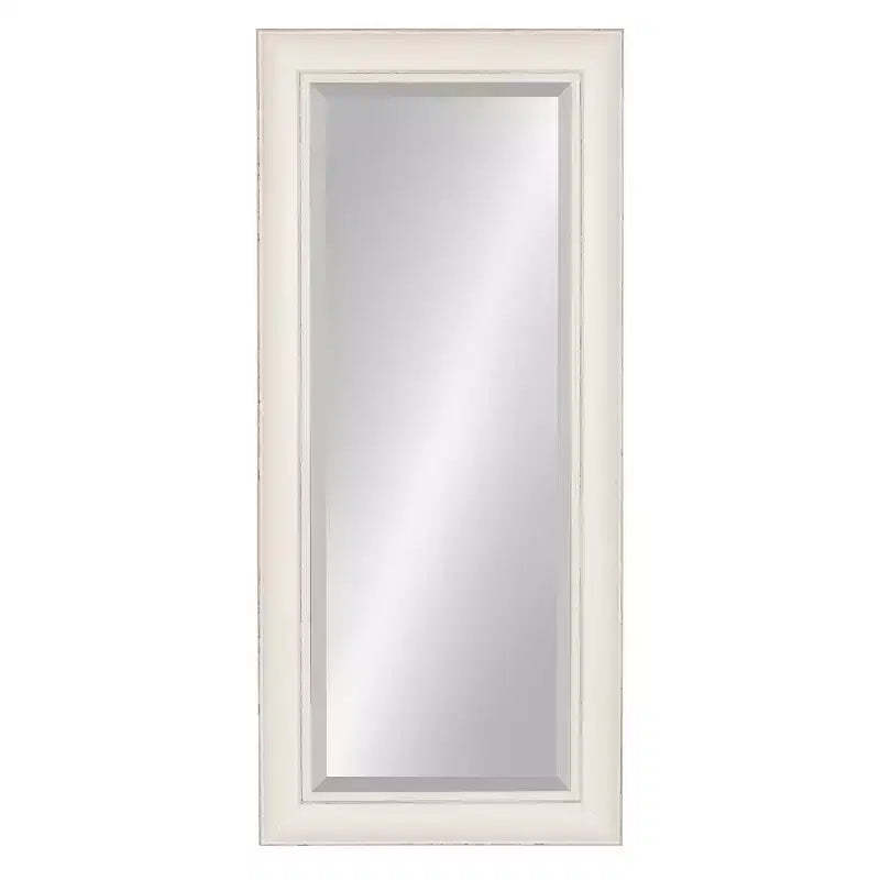 16" x 36" Macon Framed Wall Panel Mirror White - Kate and Laurel: Modern Style, Beveled Glass, No Assembly Required