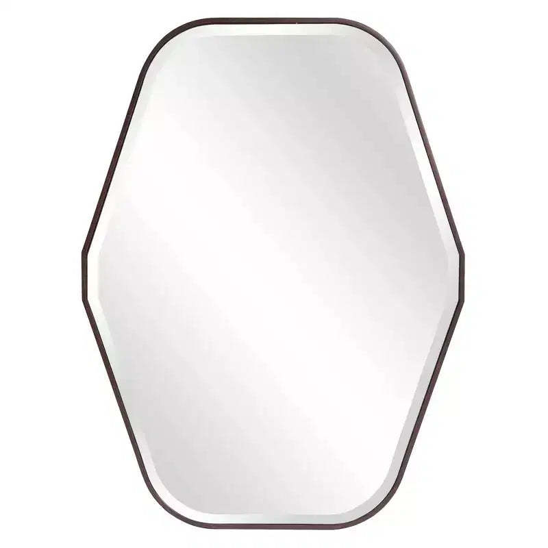 Howard Elliott 39"x29" Octagonal Wall Mirror with Espresso Stained Wood Frame: Modern Style, No Assembly Required, Wall Mount