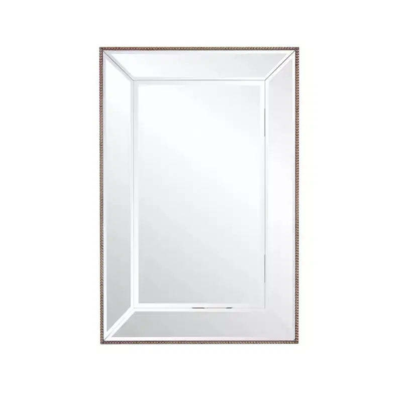 Howard Elliott 36"x24" Rectangular Vanity and Wall Mirror with Beaded Trim: Modern Style, Wood Frame, No Assembly Required
