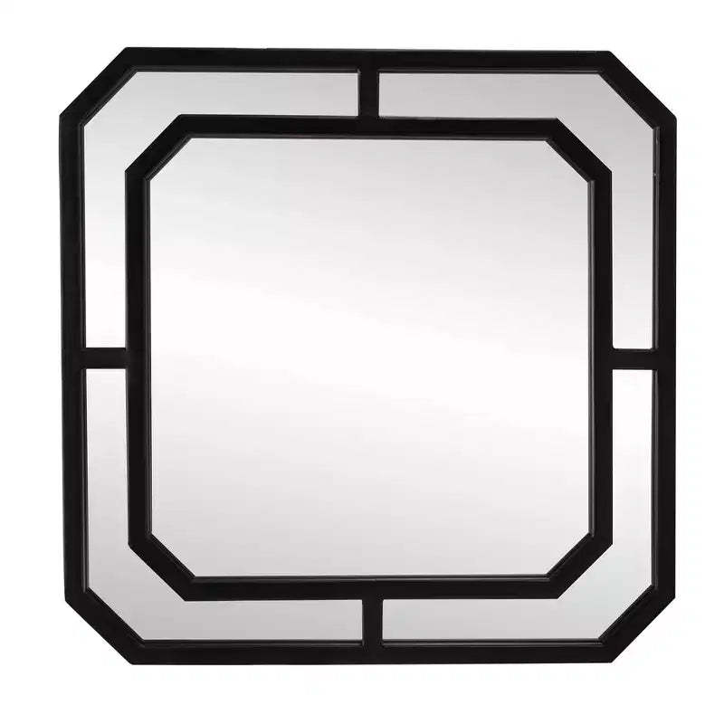 Howard Elliott 15.75"x15.75" Metal Framed Diamond Accent Wall Mirror Matte Black