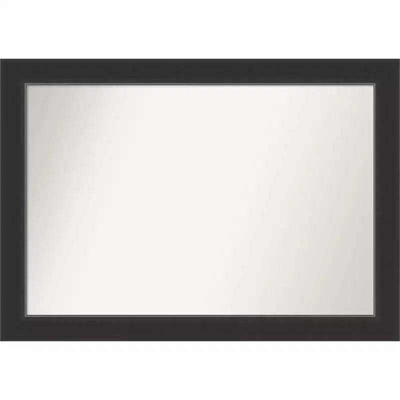 41" x 29" Non-Beveled Corvino Wood Bathroom Wall Mirror Black - Amanti Art: Modern Rectangle, Wall Mount, Wood Frame
