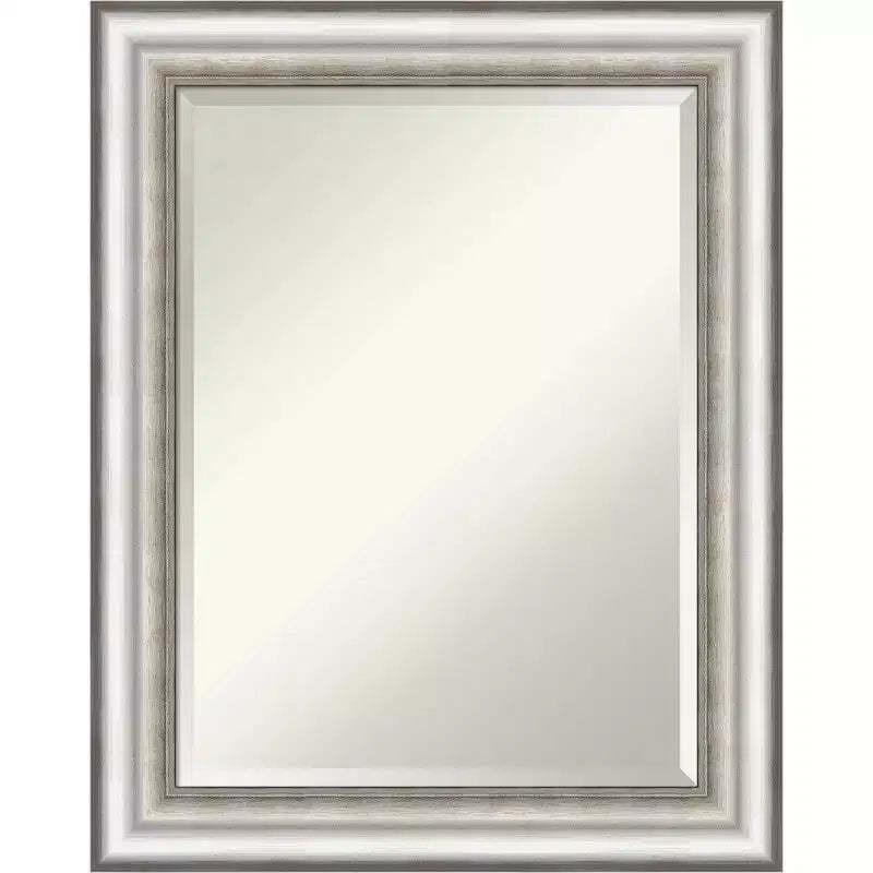 23" x 29" Salon Framed Wall Mirror Silver - Amanti Art: Modern Rectangle, Beveled, No Assembly Required