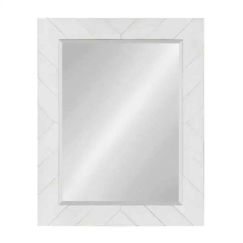 24" x 30" Rost Pieced Wood Framed Wall Mirror White - DesignOvation: Modern Rectangle, No Assembly Required