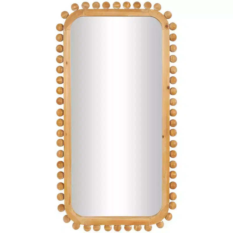 45"x24" Wood Wall Mirror with Beaded Frame Brown - Olivia & May: Decorative Rectangular Wall-Mount