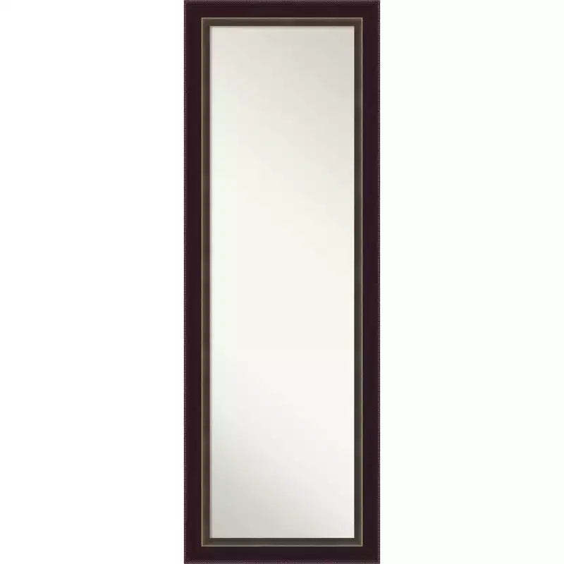 18" x 52" Non-Beveled Signore Bronze Wood on The Door Mirror - Amanti Art: Over-the-Door, Wall-Mounted