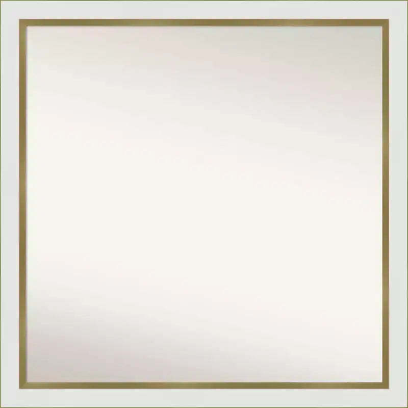 29" x 29" Non-Beveled Eva Narrow Bathroom Wall Mirror White - Amanti Art: Modern Square Polystyrene Frame, Includes Mounting Hardware