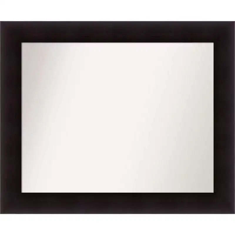 34" x 28" Non-Beveled Portico Espresso Wood Bathroom Wall Mirror - Amanti Art: Modern Rectangle, Wall Mount