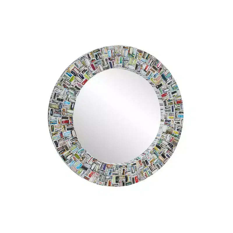 Glass Handmade Recycled Magazine Frame Wall Mirror - Olivia & May: Bohemian Decor, Velvet Frame, No Assembly Required