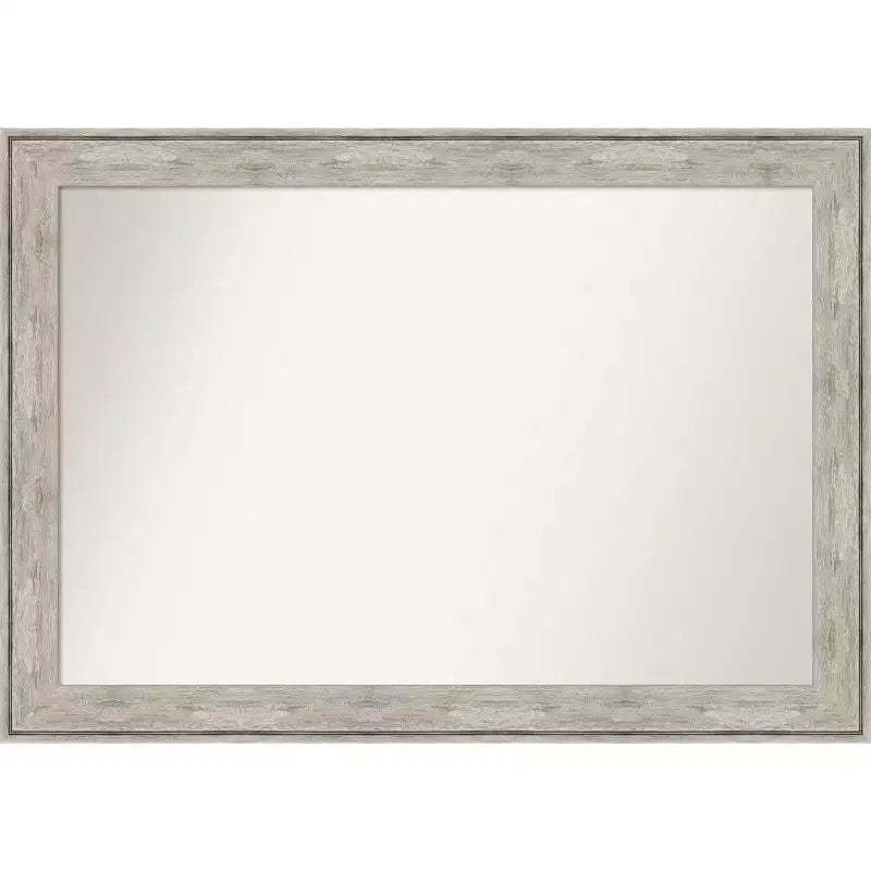 41" x 29" Non-Beveled Crackled Wall Mirror Metallic Silver, Modern Style - Amanti Art
