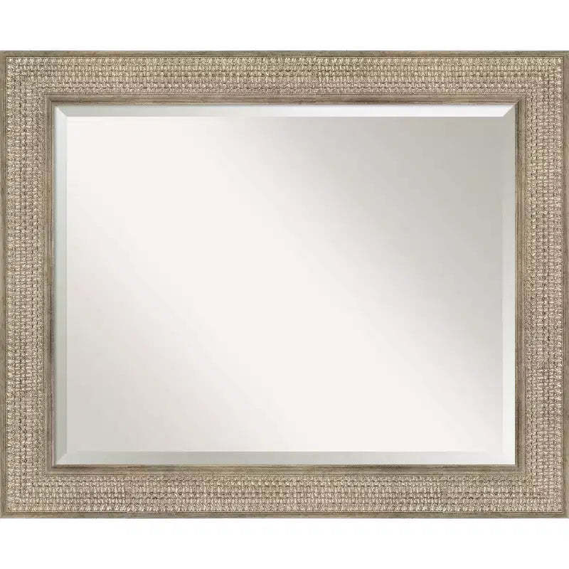 34" x 28" Beveled Trellis Silver Wood Wall Mirror - Amanti Art: Modern Rectangle, No Assembly Required