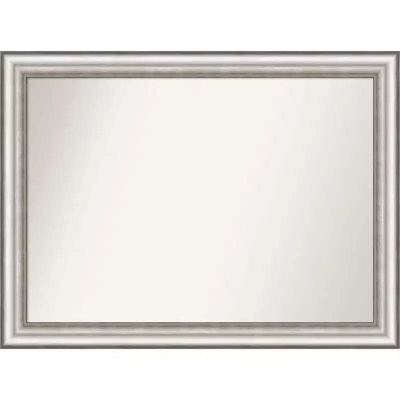 43" x 32" Non-Beveled Salon Silver Bathroom Wall Mirror - Amanti Art: Modern Rectangular, Polystyrene Frame, Wall Mounted