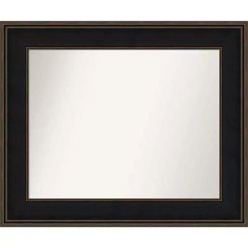 36" x 30" Non-Beveled Mezzanine Wood Bathroom Wall Mirror Espresso Brown - Amanti Art: Modern Rectangular, Wall Mounted, Wood Frame