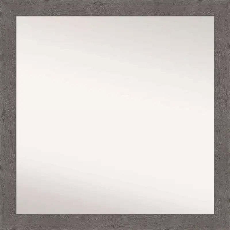 30" x 30" Non-Beveled Rustic Plank Gray Narrow Bathroom Wall Mirror - Amanti Art: Square, Polystyrene Frame, Wall Mounted
