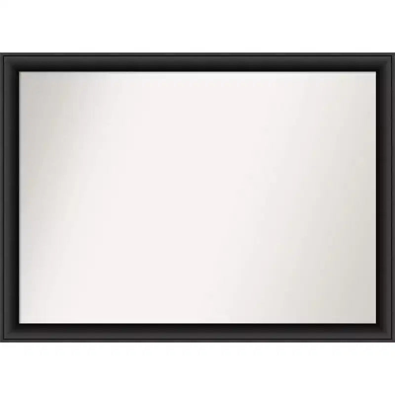 42" x 31" Non-Beveled Nero Black Wood Wall Mirror - Amanti Art: Modern Rectangular, Includes Mounting Hardware