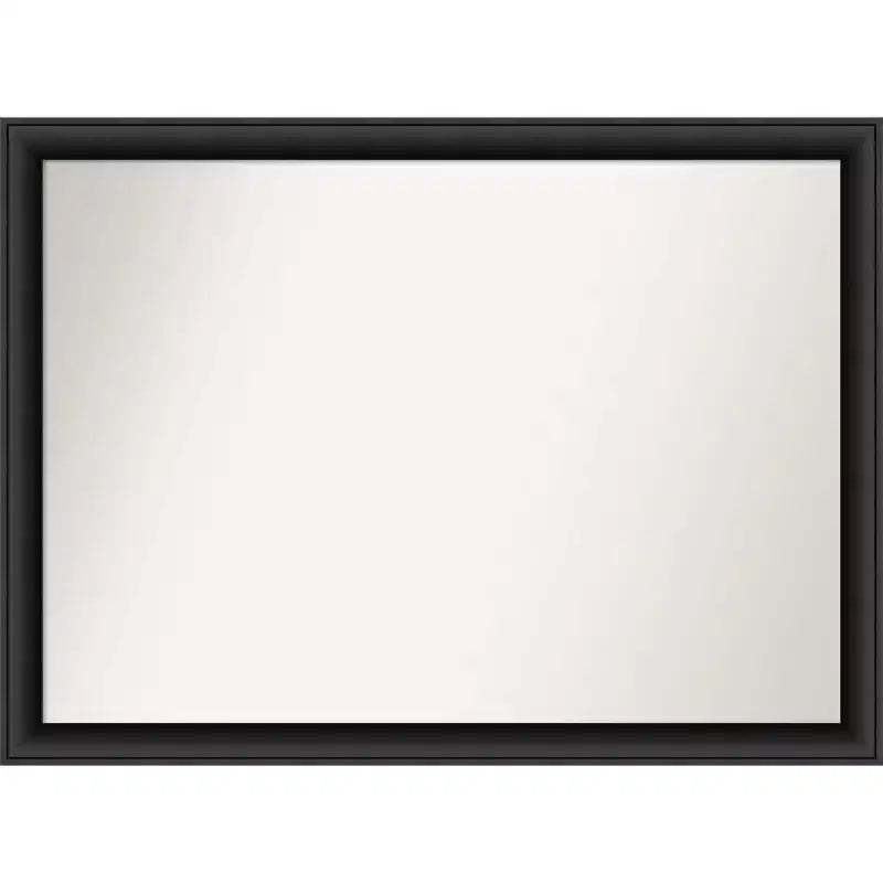 42" x 31" Non-Beveled Nero Black Wood Wall Mirror - Amanti Art: Modern Rectangular, Includes Mounting Hardware