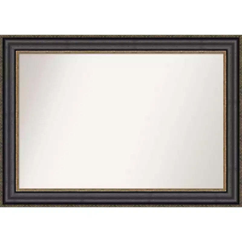 42" x 30" Non-Beveled Thomas Black Bronze Bathroom Wall Mirror - Amanti Art: Rectangle, Polystyrene Frame, Wall Mounted