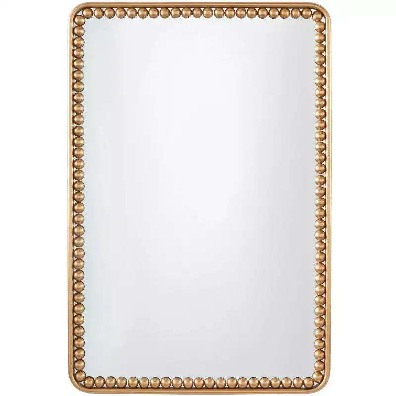 36"x24" Metal Wall Mirror with Beaded Detailing Gold - Olivia & May: Modern Rectangular Decorative Mirror, No Assembly Required