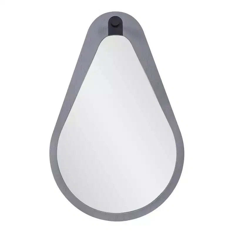 Howard Elliott 28"x18" Teardrop Saldar Gray Wood Framed Mirror with Black Metal Hook