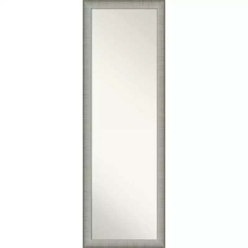 17" x 51" Elegant Brushed Framed On the Door Mirror Pewter - Amanti Art: Polystyrene Frame, Includes Mounting Hardware